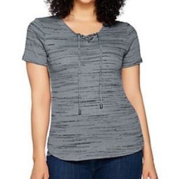Lisa Rinna Collection Tops - Lisa Rinna Collection Short Sleeve Lace Up Top